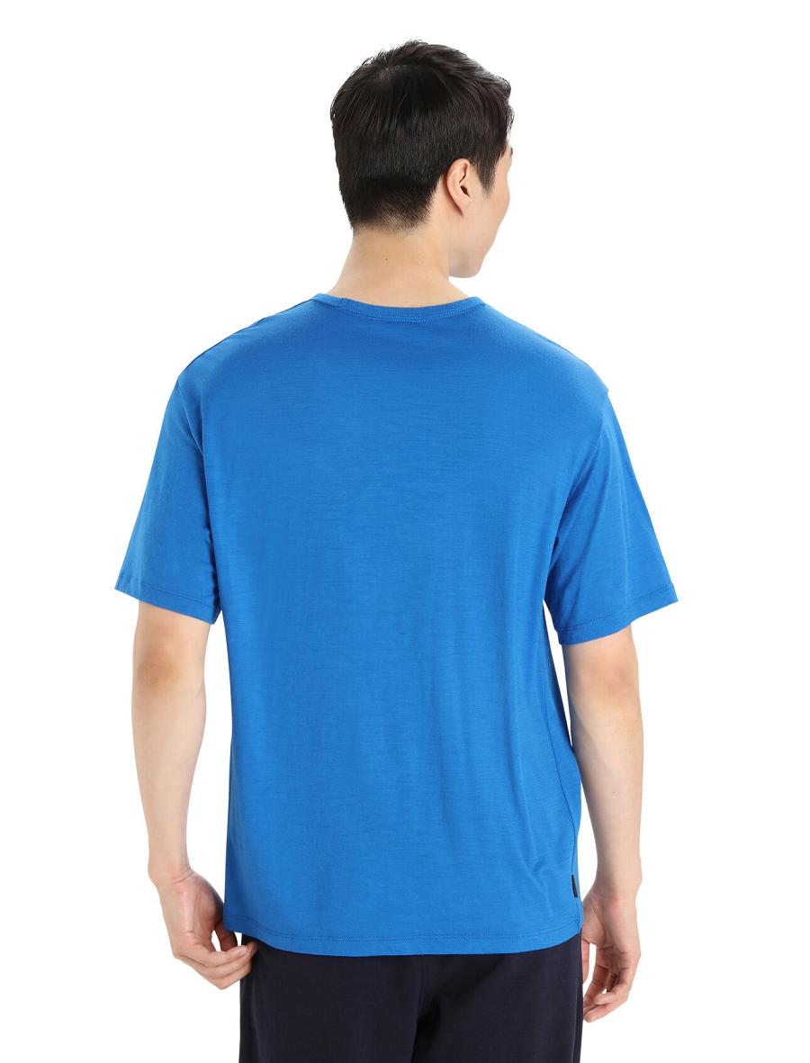 T Shirts Icebreaker Merino Granary Corta Sleeve Pocket Homme Bleu | FR 1157EBCX